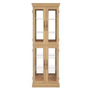TIRAMISUBEST Corner Glass Cabinet Lighted Curio Cabinet Corner Display Case for Living Room - Mobile Lateral Filing Cabinet, Locking Wheels, - 1 of 4