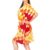 LA LEELA Women's House Daily Routine Evening Wear Vacation Holiday Casual Loungewear Oversize Caftan Knee Length Housecoat 2X-3X Red, Tie Dye Design - 3 of 4