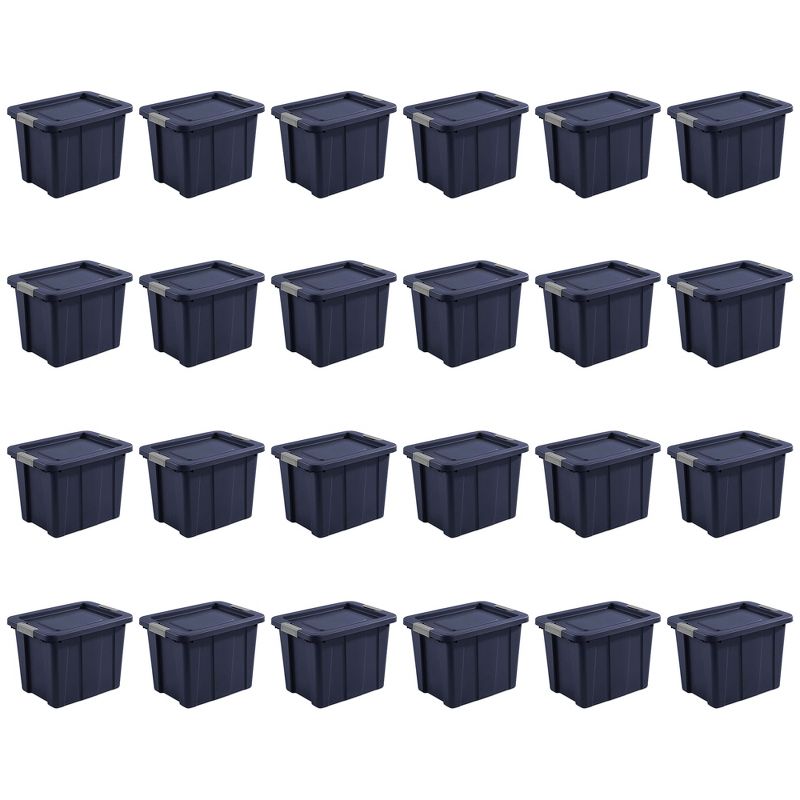 Sterilite Tuff1 18 Gallon Plastic Stackable Basement Garage Attic Storage Organizer Tote Container Bin with Latching Lid, Dark Indigo Blue (24 Pack), 1 of 7
