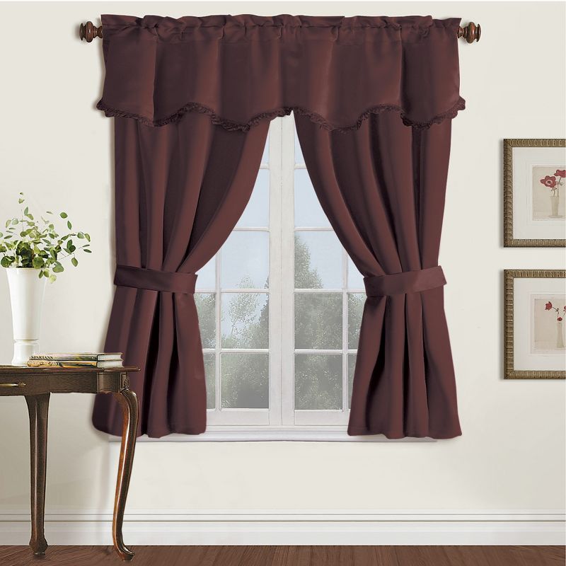 Collections Etc Burlington Black Out Drapery Set with Valance and Tiebacks, 99 Percent Light Blocking, Insulating and Noise Reducing, 2 of 4