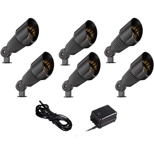 John Timberland 7 1/2" High Traditional 8-Piece Outdoor Landscape Spotlight Set Porch House Exterior with 99-Feet Cable LED Bulb Black Aluminum - 1 of 4