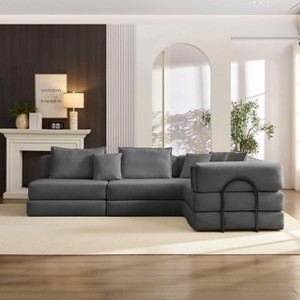 TiramisuBest Oversized 118.2" Modular L-Shaped Sectional Sofa, Upholstered Floor Couch with 6 Pillows for Living, Bedroom, Apartment, Light Grey - 1 of 4