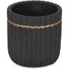 Cheung's Aurine Round Gold Trimmed Ridged Ceramic Pot - Large - Black - 3 of 3