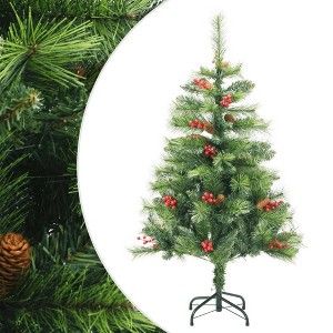 vidaXL Artificial Hinged Christmas Tree - Lifelike Appearance with Cones and Berries, Convenient Hinged Assembly - 1 of 4
