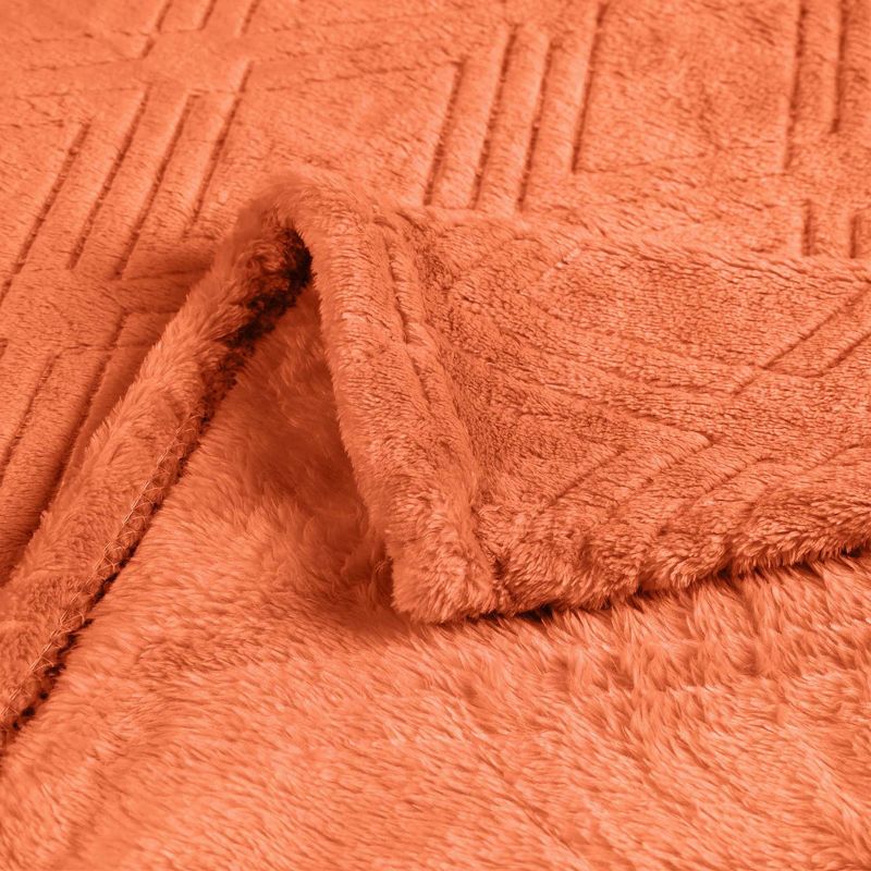 Alaska Diamond Flannel Embossed Fleece Plush Throw Blanket Medium Weight Fluffy Bedding by Blue Nile Mills, 3 of 7
