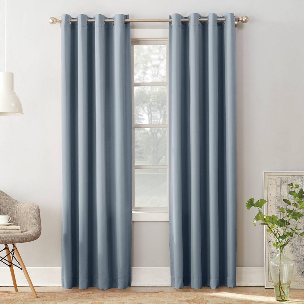 Photos - Curtains & Drapes 54"x84" Sun Zero Room Darkening Seymour Grommet Curtain Panel Vintage Blue