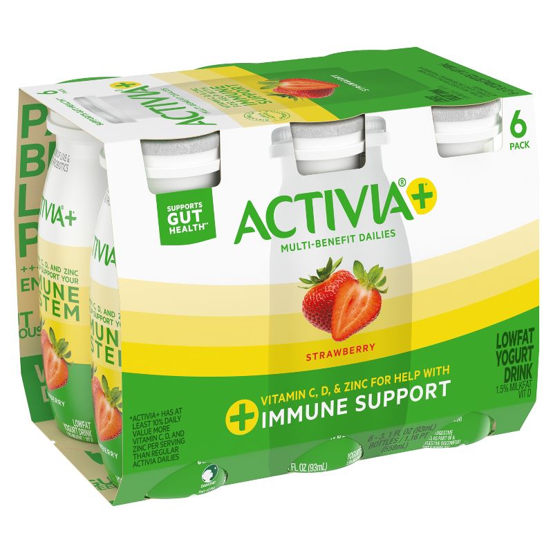 Activia+ Probiotic Strawberry Lowfat Yogurt Drinks - 6ct/3.1 fl oz, 5 of 11