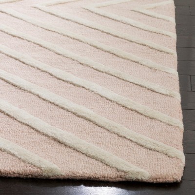 Handmade Pink and Ivory Wool Kids Tufted Rug