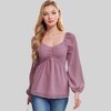 Anna-Kaci Women's Swiss Dot Long Sleeve Blouse with Ruched Front and Peplum Hem - 3 of 4
