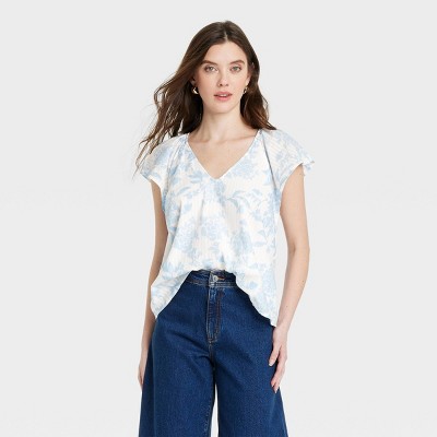 Women's Flutter Short Sleeve Blouse - Universal Thread™