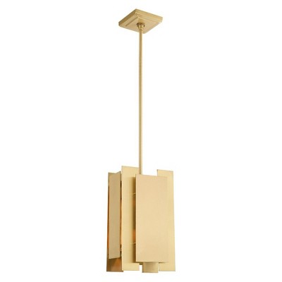 Contemporary Satin Brass Mini Pendant Light for Indoor/Outdoor