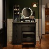 Hitow Makeup Table Set Vanity Table with Stool and Round Mirror Ring LED Strip Lights - 2 of 4