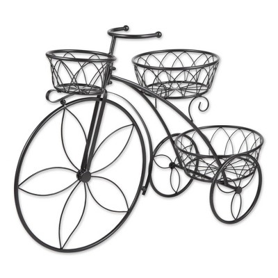 13.1" Indoor/Outdoor Iron Tricycle 3-Tier Plant Stand Black - Zings & Thingz
