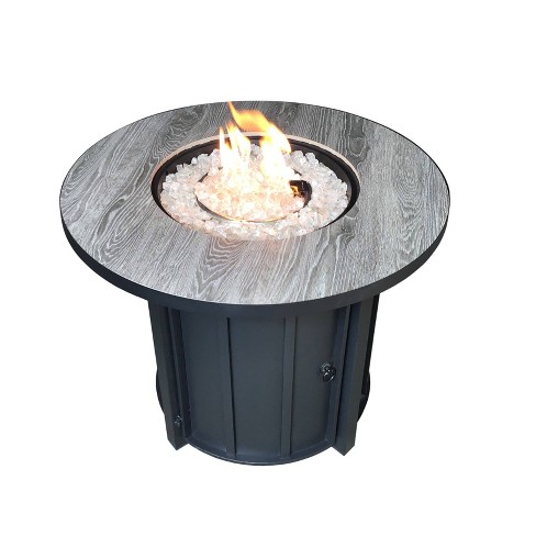 Sunnydaze Rustic Faux Wood Outdoor Propane Gas Fire Pit Coffee