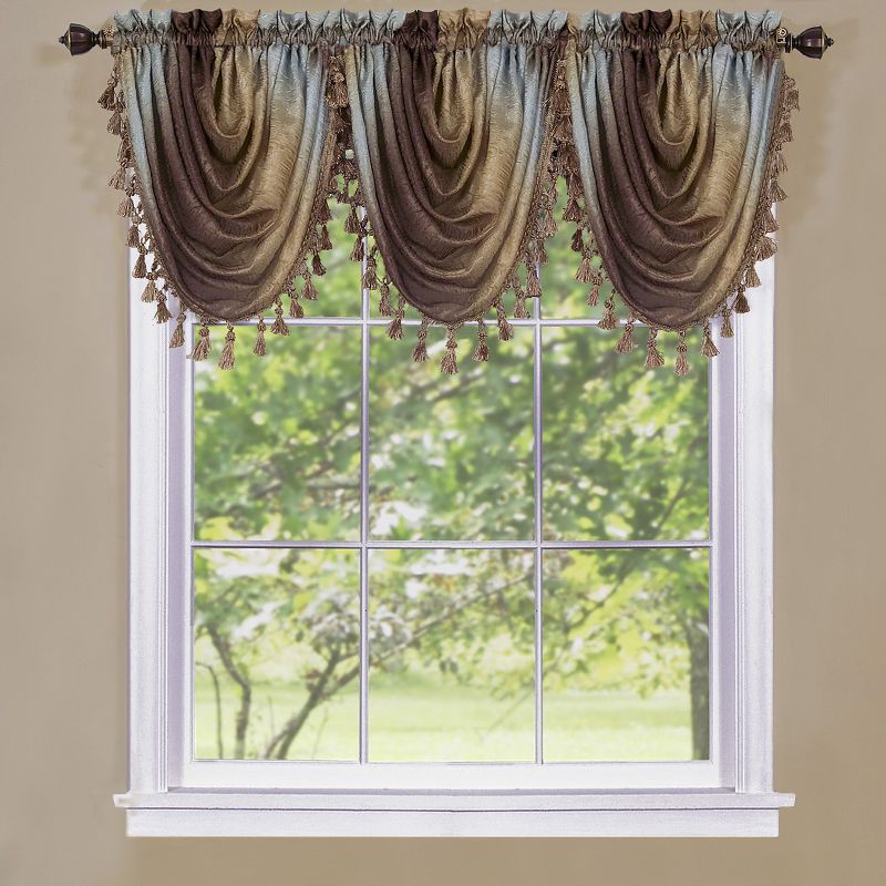 GoodGram Royal Ombre Crushed Semi Sheer Complete 6 Pc. Window Curtain & Valance Set, 3 of 5