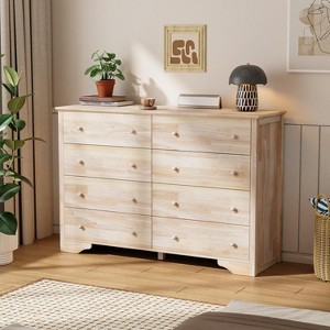 VINGLI 55" W Solid Wood Dresser 8 Drawer, Unfinished Chest for Color DIY - 1 of 4
