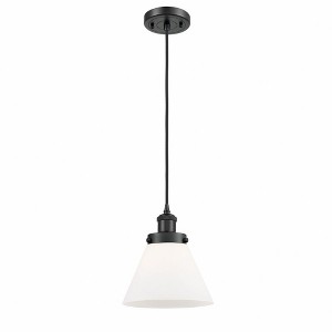 Cone - 1 Light Cord Hung Mini Pendant In Industrial Style-10 Inches Tall and 8 Inches Wide - 1 of 1