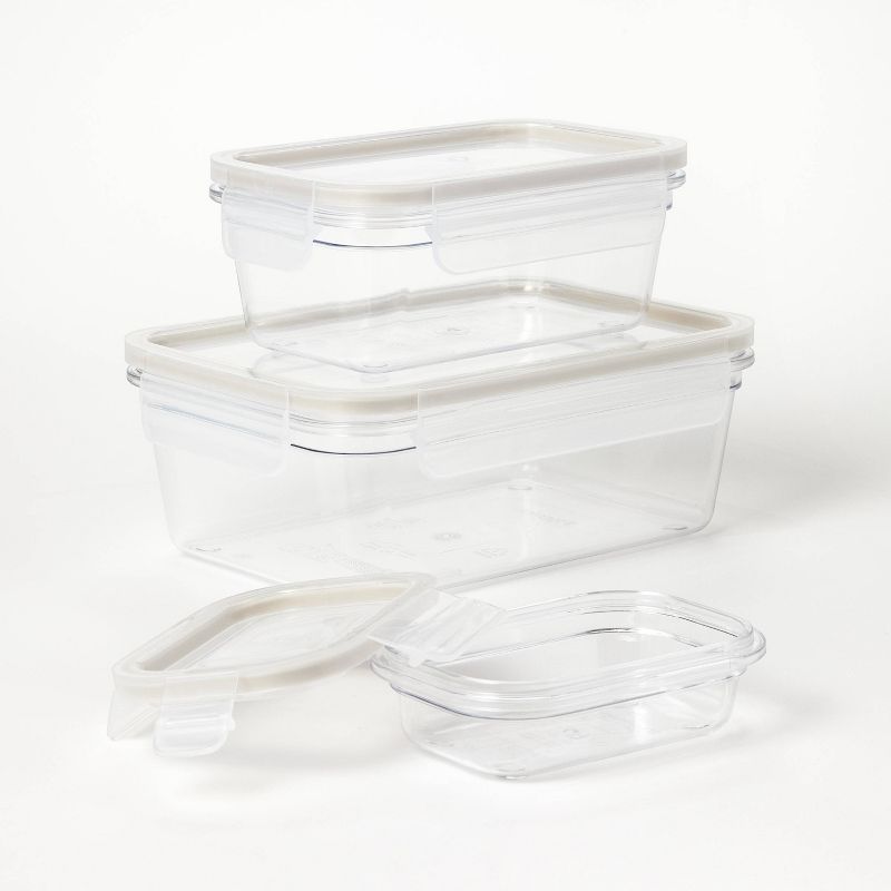 6pc (set of 3) Plastic Rectangle Food Storage Container Set Clear - Figmint&#8482;, 4 of 6