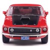 1969 Ford Mustang Mach 1 Calypso Coral Red with Black Hood and Yellow Stripes 1/43 Diecast Model Car by IXO Models - 4 of 4