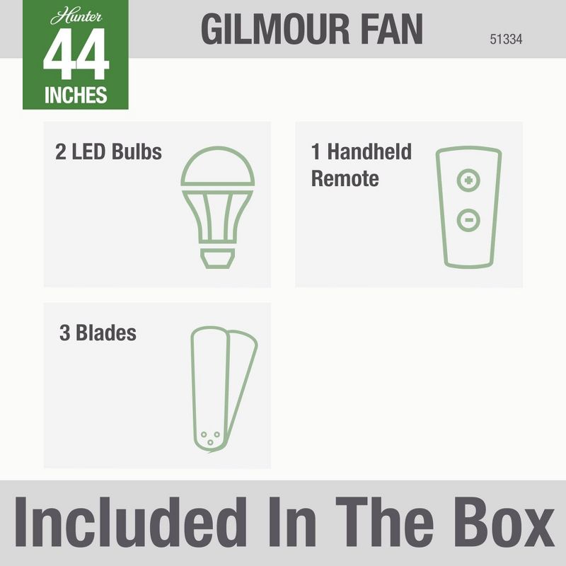 44" Gilmour Low Profile Ceiling Fan with Remote (Includes LED Light Bulb) - Hunter Fan, 6 of 15