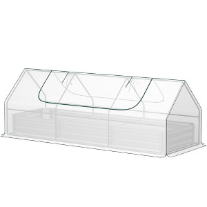 Aghana Digitals Galvanized Raised Garden Bed & Mini Greenhouse Set with PE Cover, Roll-Up Window, - 1 of 4