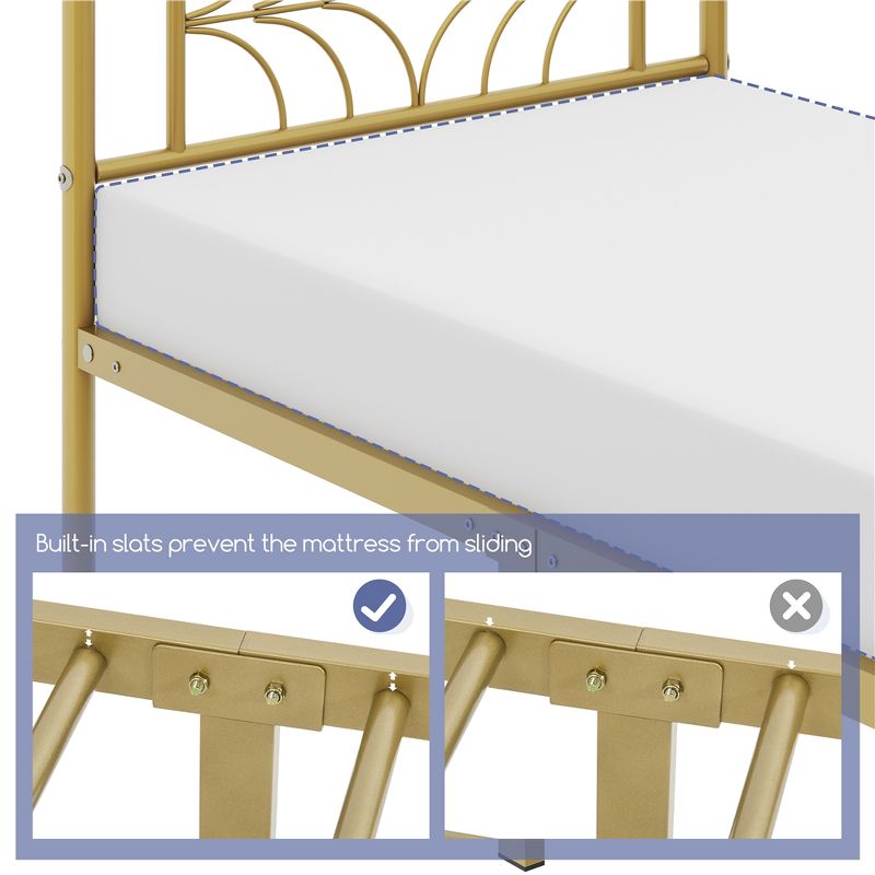 Yaheetech Modern Metal Platform Bed with Headboard, 6 of 12