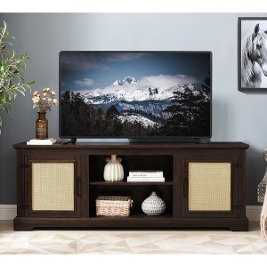 Lyngins 65" Modern TV Stand with Natural Rattan Doors,TV Media Console Table with Storage,Entertainment Center for Living Room,Bedroom - 1 of 4