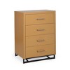 4 Drawer Cabinet, Dresser For Bedroom With 4 Drawers, Iron Base, Silver Handle, Wood Closet Dresser, Buffet Cabinet Maple - image 3 of 4