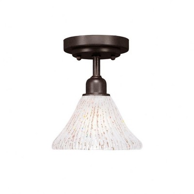 Toltec Lighting Vintage 1 - Light Flush Mount in  Dark Granite with 7" Frosted Crystal Shade