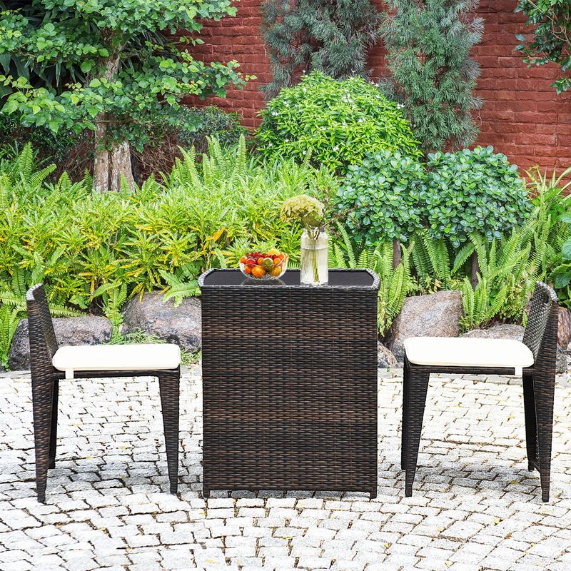 Tangkula 3 PCS Cushioned Wicker Patio Furniture Set Seat Sofa Outdoor No Assembly Brown, 3 of 10