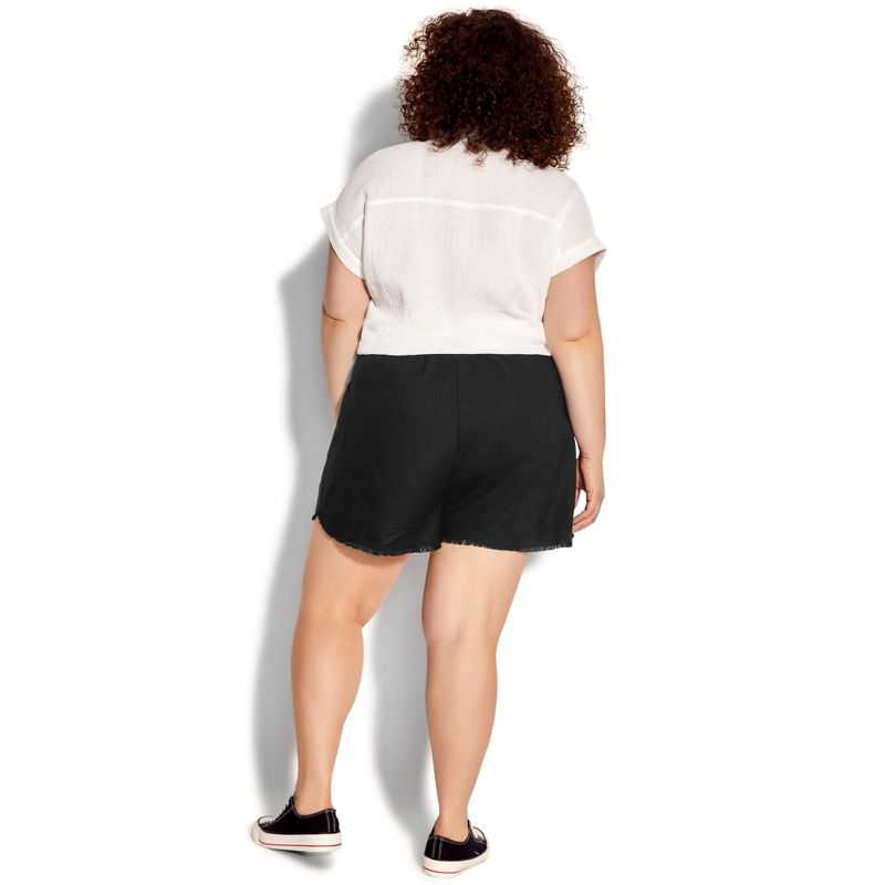 Women's Plus Size Remi Fray Hem Short - black | SOCIETIE+, 2 of 4