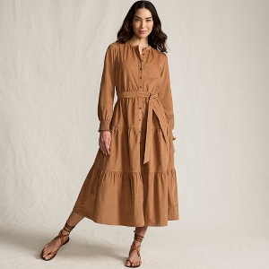 Lands' End Women's Pinwale Cord Smocked Sleeve Maxi Dress - 1 of 4