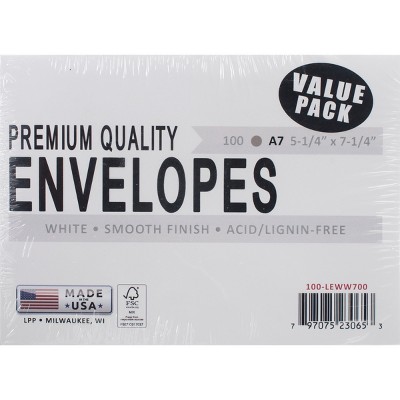 Leader A7 Envelopes (5.25"X7.25") 100/Pkg-White