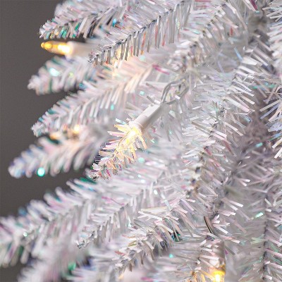 5' White Pre-Lit Slim Pine Christmas Tree with Metal Stand