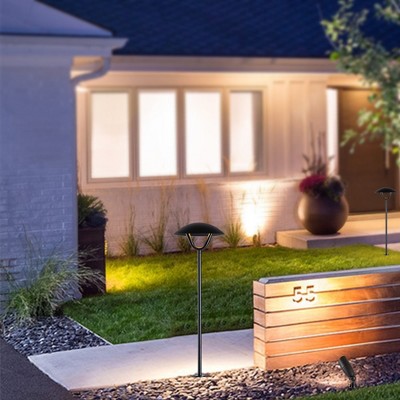 Matte Black LED Mushroom Pathway Lights with Ground Stake, Set of 4