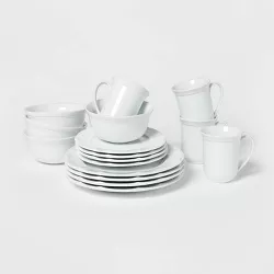 16pc Porcelain Scalloped Dinnerware Set White - Threshold™