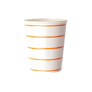 Daydream Society - Clementine Frenchie Striped 9 oz Cups - Pack of 8 Paper Plates - 1 of 4