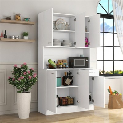 SKRAN 70.87" Tall Wardrobe& Kitchen Cabinet, with 6-Doors, 1-Open Shelves and 1-Drawer for Bedroom