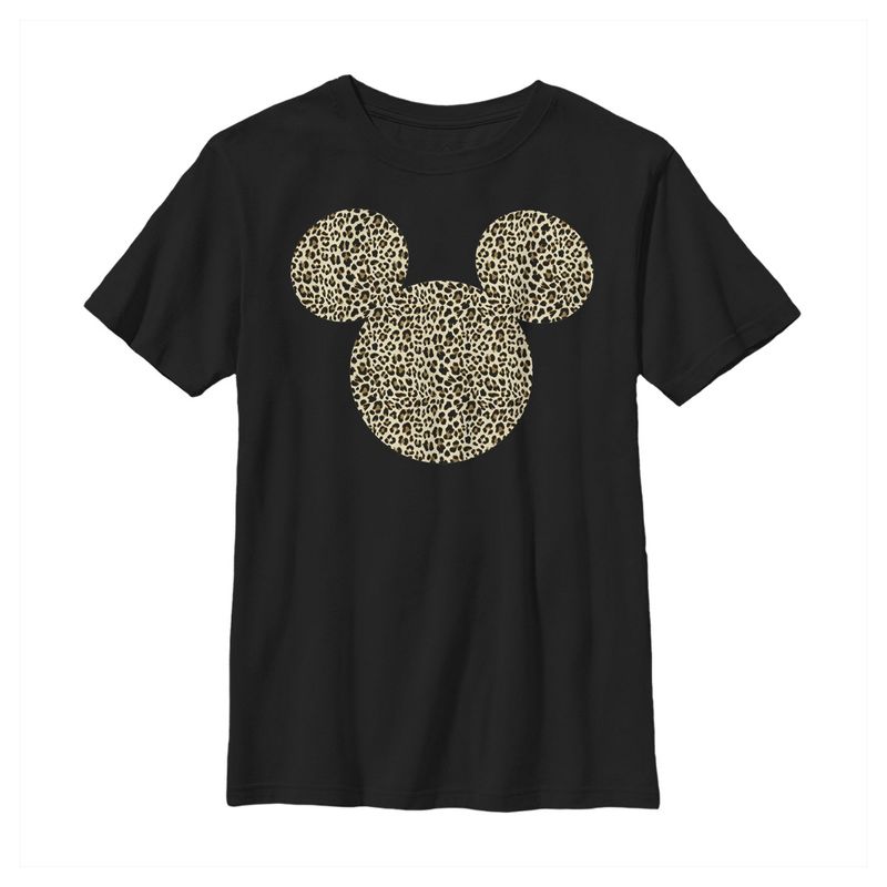 Boy's Mickey & Friends Mickey & Mickey Mouse Cheetah Print Classic Ears T-Shirt, 1 of 5