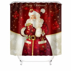 Santa Claus Holding A Gift Shower Curtains for Bathroom Waterproof Fabric Bath Curtain Durable Soft Stylish Bathroom Decor 72x72 Inch - 1 of 1
