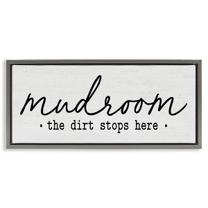 Stupell Industries Dirt Stops Here Mudroom Phrase Floating Frame Canvas Art - 1 of 4