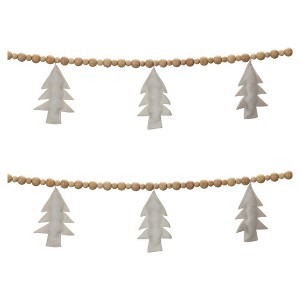 Wood Beaded Wool Tree Garland (Set of 2) - 1 of 3