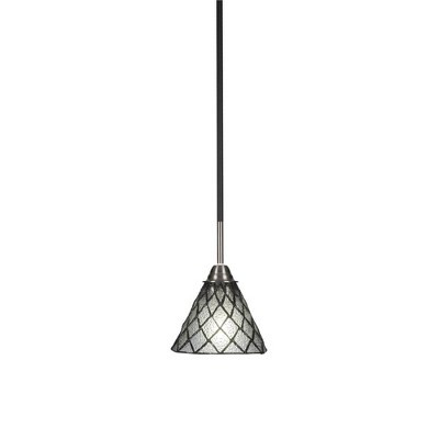 Toltec Lighting Paramount 1 - Light Pendant in  Matte Black/Brushed Nickel with 7" Diamond Ice Art Glass Shade