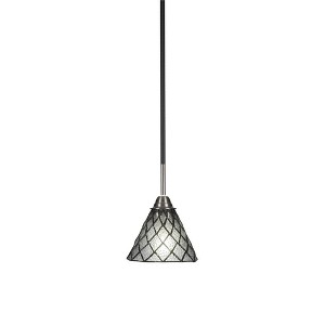 Toltec Lighting Paramount 1 - Light Pendant in  Matte Black/Brushed Nickel with 7" Diamond Ice Art Glass Shade - 1 of 1