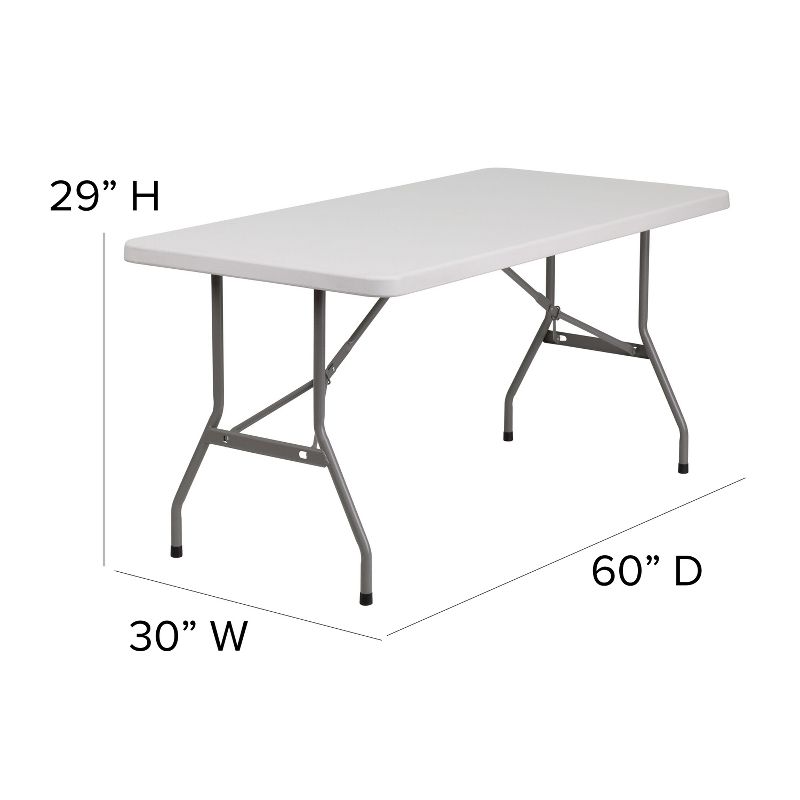 Flash Furniture 5-Foot Granite White Plastic Folding Table, 3 of 6