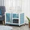Gulches PawHut Indoor Rabbit Hutch with Wheels Wood Rabbit Cage, Waterproof Small Cage, Light Blue - 2 of 4