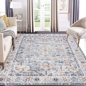 Washable Rug Traditional Oriental Rugs Soft Indoor Low Pile Carpet for Living Room Bedroom Dining - 1 of 4