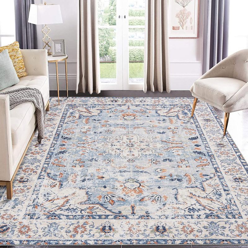 Washable Rug Traditional Oriental Rugs Soft Low Pile Carpet for Living Room Bedroom Dining, 1 of 9