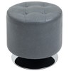 HOMCOM 360° Swivel Foot Stool Round PU Ottoman with Thick Sponge Padding and Solid Steel Base, gray - 4 of 4