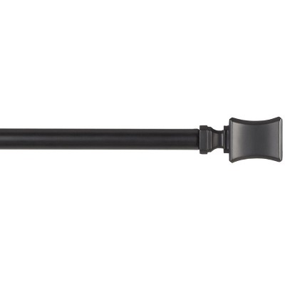 Matte Black Adjustable Curtain Rod with Resin Finials